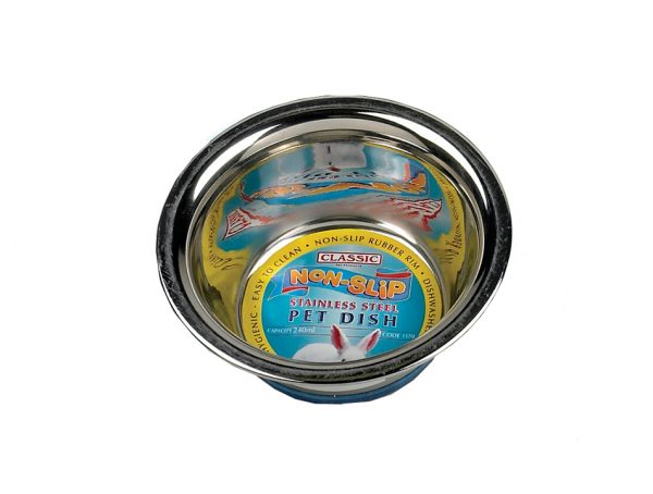 Classic Premium Stainless Steel Non Slip Pet Bowl 240ml