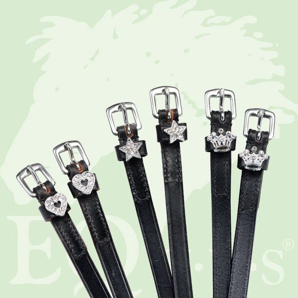 Eqvvs Diamante Leather Spur Straps Black 19" (Pair)