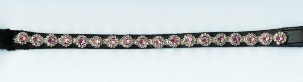EQvvs Pink Diamante Rosettes Browband (9871)