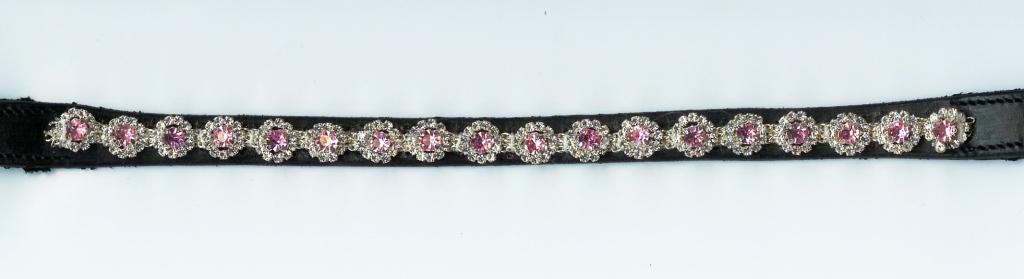 EQvvs Pink Diamante Rosettes Browband (9871)