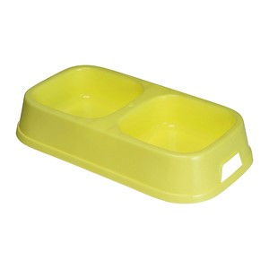 Good Boy Double Diner Plastic Bowl - Large Yellow