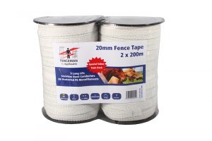 Fenceman Electric Fence Tape 20mm x 200m White (Standard) - Twin Pack